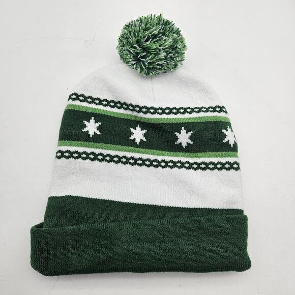 Bank of America Shamrock Shuffle Hat Beanie Fitted Mens One Size Green White Pom - Picture 3 of 6